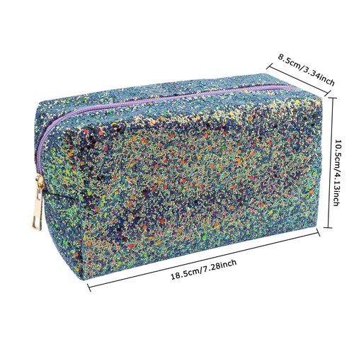 Colorful Glitter Shine Cosmetic Pouch Waterproof Zipper Handbag Carry Case Organizer Travel Case (purple)