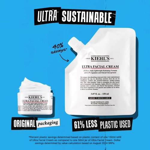 Kiehl's Ultra Facial Cream, with 4.5% Squalane to Strengthen Skin's Moisture Barrier, Skin Feels Softer and Smoother, Long-Lasting Hydration, Easy and Fast-Absorbing, All Skin Types - 1.7 fl oz