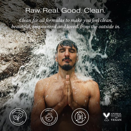 RAW SUGAR 3-Pack Body Wash Men - Black Coconut + Sea Salt Exfoliating and Hydrating Body Wash, Formulated without Parabens, Cruelty Free and Vegan