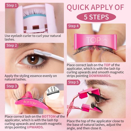 Dual Magnetic Eyelashes, Magnetic Eyelashes Without Eyeliner 4D Natural Look Reusable Easy to Wear, Soft Magnets False Eyelashes with Applicator No Glue, Charming Queen