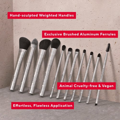 Mirabella Dual Finish Blush & Powder Brush – Angled Vegan Makeup Brush for Cheeks, Super-Soft Synthetic Bristles, Weighted Aluminum Handle, Cruelty-Free, Professional Quality