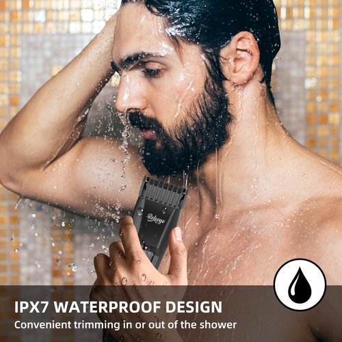REHOYO Beard Trimmer for Men Adjustable: Professional Cordless Trimmer with 20-Length Dial – Waterproof Hair Clippers w/Stainless Steel Blades for Beard, Mustache & Face Grooming – Gifts for Dad & Him
