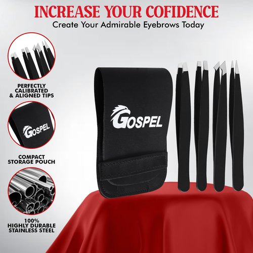 Gospel Eyelash Extensions Tweezers, Set of 4 - Stainless Steel Grip for Volume lash Extension -Tweezers for Multipurpose & Application
