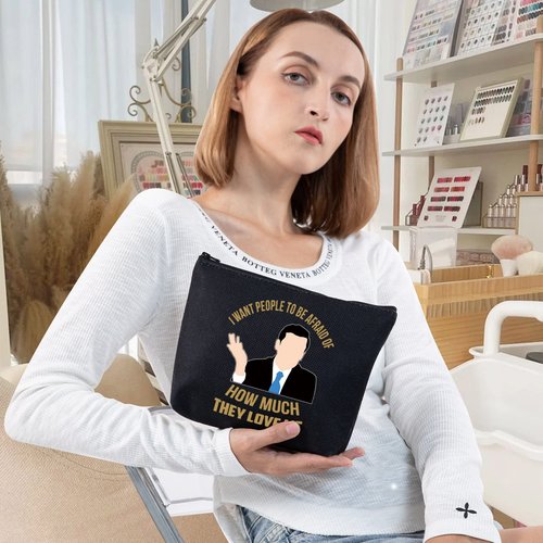 LEVLO Michael Scott Cosmetic Makeup Bag The Office Fans Gift I Want People To Be Afraid Of How Much They Love Merch Black