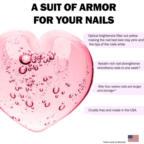 Perfect Formula Pink Gel Coat - Nail Strengthener and Strengthening Polish for Women, Extra Strong Nail Hardener, Keratin Treatment for Damaged Fingernails
