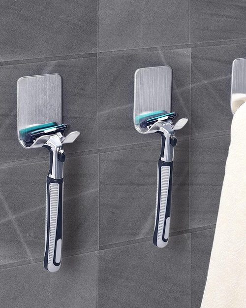 FITALA 304 Stainless Steel Adhesive Wall Hooks, Waterproof Anti-Rust, 45x55mm, Set of 4