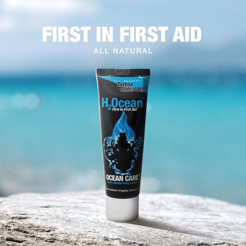 H2Ocean Ocean Care Tattoo Aftercare Lotion 2.5ounces-Fragrance Free Tattoo Moisturizing Cream-For New & Old Tattoos-Heals & Revitalizes - Dye Free (Pack of 2)