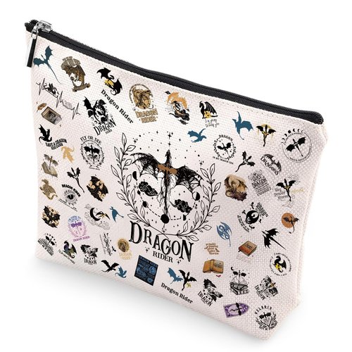 VeloKomo 4th Wing Cosmetic Bags - Fantasy Book Merch Makeup Bag for Dragon Lovers Fans Bookish Gifts Decor Personalized Zipper Small Toiletry Pouch for Girls Women Graduation Birthday Party Travel