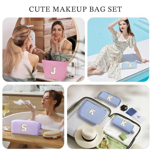 YOOLIFE Bridesmaid Gifts for Wedding Day, Bridesmaid Gifts | Bridesmaid Proposal Gifts Unique Gifts | Preppy Makeup Bag 30th Birthday Gifts for Her | Makeup Organizer Bag Preppy Stuff C- Purple