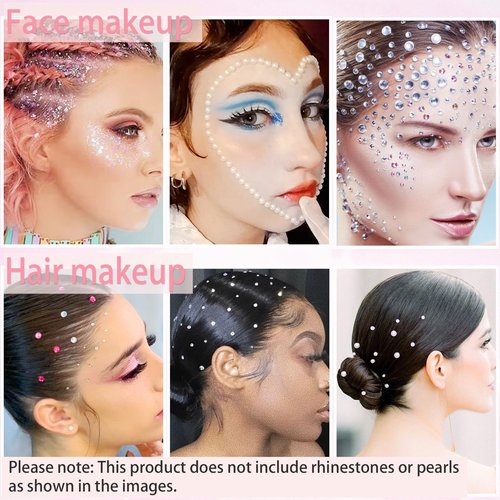Face Body Glue for Gems Rhinestones, Glitter Glue Long Lasting Hair Adhesive, Designed for Eye Jewels Face Gems Hair Body Glitter Makeup