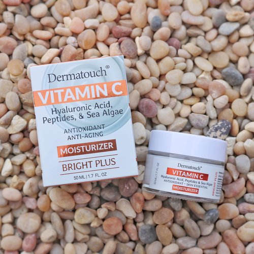 DERMATOUCH Vitamin C Moisturizer with Hyaluronic Acid, Peptides & Sea Algae, 1.75 fl oz - Made in America (Pack of 2)