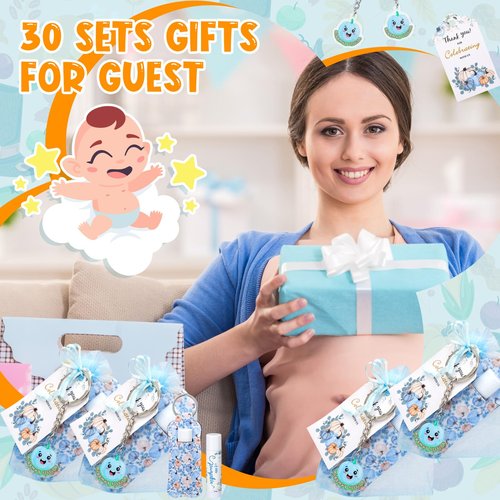 Swiffen 30 Sets Fall Pumpkin Baby Shower Favors Lip Balms Bulk Games Prizes Party Gifts for Winners Adults Guests Gender Reveal Favors Baby Shower Birthday Party Supplies Souvenirs Gift(Blue)