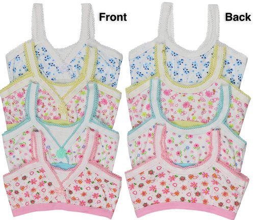 ToBeInStyle Girl's 4-Pack Crochet Trim Cami Training Bras - Flowers - 14 Years