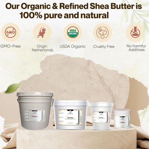uh*Roh*Muh USDA Certified 16 fl oz Organic Shea Butter from the France | Refined, Nourishing Body Butter for Smooth and Healthy Skin | (Net Wt. 0.45 kg / 1 lb)