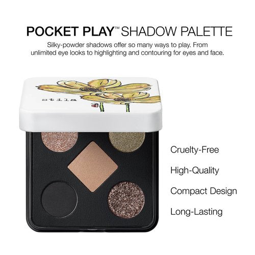 stila Pocket Play Eye Shadow Palette | 5 Silky Powder Shades for Eyes, Face, Highlight & Contour | Compact, Travel-Friendly, Blendable Formula | Matte & Shimmer, Neutral & Bold Tones
