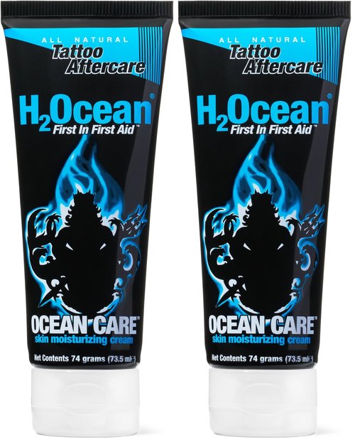 H2Ocean Ocean Care Tattoo Aftercare Lotion 2.5ounces-Fragrance Free Tattoo Moisturizing Cream-For New & Old Tattoos-Heals & Revitalizes - Dye Free (Pack of 2)