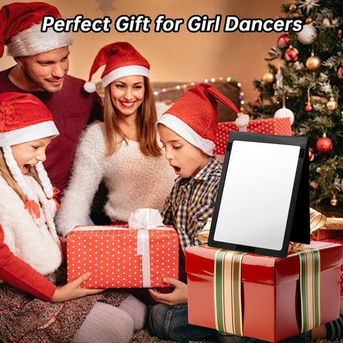 Adzyz Foldable Camping Travel Mirror, 33“ x 13” Hanging Shatterproof Full Length Mirror for Camping, RV Travel, Dorm Room, Portable Dance Practice Mirrors - Black
