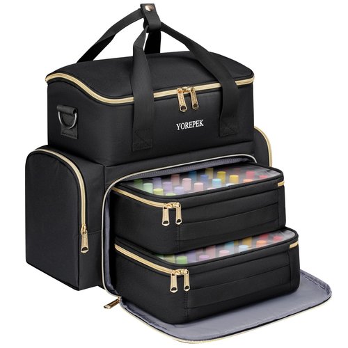 YOREPEK Extra Large Nail Polish Organizer Case Holds 48 to 100+ Bottles (15ml/0.5 fl.oz) UV lamp, Gel Polish Travel Case Bag with 2 Removable Pouches Fits Nail Suppiles, Gift for Manicurist, Girls