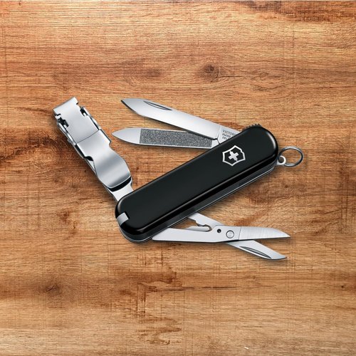 Victorinox Nail Clip 580, 8 Functions, Swiss Made Multi-Tool with Nail File, Nail Cleaner and Small Blade - Black