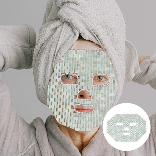 FRCOLOR Jade Facial Mask Natural Jade Stone Anti-Aging Facial Sleeping Eye Mask Beauty Skincare Massage Tool for Dark Circles & Puffiness, Facial Massage Tool