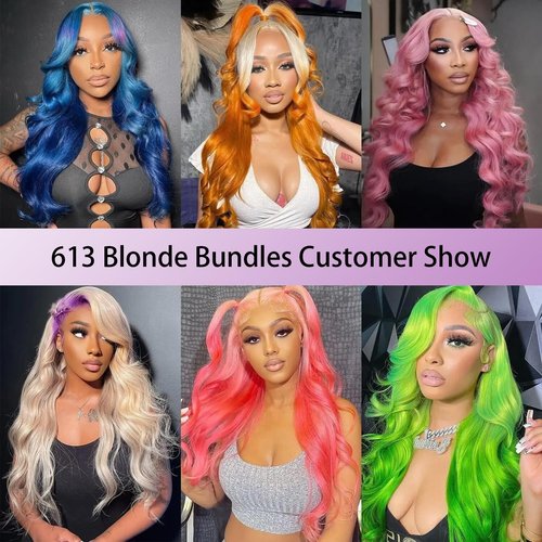 613 Blonde Bundles Human Hair Body Wave Single Bundle 20 Inch 12A Grade 100% Unprocessed Human Hair Brazilian Virgin Hair Weave 613 Body Wave Bundles Machine Double Weft 100G