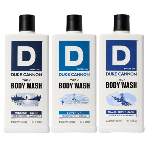 Duke Cannon Supply Co. THICK High-Viscosity Body Wash for Men THICK IN A BOX Variety 3 Pack - Premium Ingredients, Plant-Based Thickeners, Superior Lather, Natural Exfoliate, 17.5 Fl Oz (3 Pack)