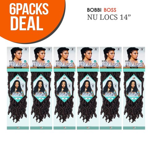Bobbi Boss Synthetic Hair Crochet Braids African Roots Braid Collection Nu Locs 14" (6-PACK, 1B)