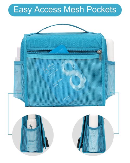 Relavel Hanging Toiletry Bag for Women and Men, Small Travel Bag for Girls Compact Size with Multiple Compartments Waterproof Travel Kit Wash Bag Makeup Storage Organizer Gym Shower Bag Blue