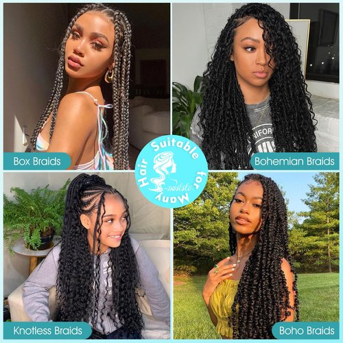 S-noilite Human Braiding Hair for Boho Braids 100% Unprocessed Brazilian Virgin Bulk Hair 2 Bundles/Pack 100 16 Inch Deep Wave Bundles Human Hair for Bohemian Knotless Braids No Weft #1B