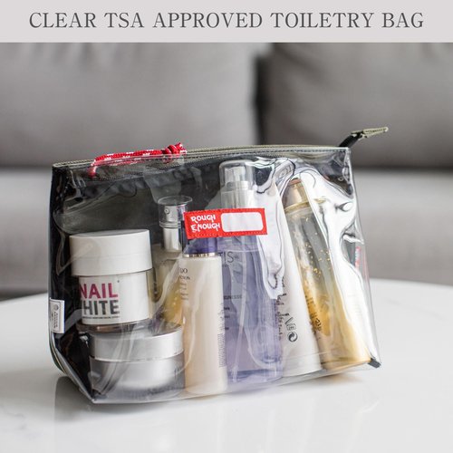 Rough Enough Clear TSA Approved Toiletry Bag Makeup Cosmetic Travel Bag Dopp Kit Men Shaving Kit Bag for Traveling Canvas Army Green