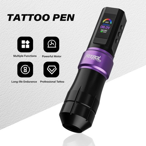 Neebol Wireless Tattoo Gun Kit, Rotary Tattoo Machine Kit with LED Display & 6H Long-Lasting Battery, 20 Cartridge Needles & 10 Ink Set, Tattoo Kit for Beginners Complete Set