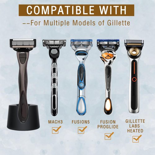 Nuyoach 2 Pcs Razor Holder Stand Compatible With Gillette Razor,Safety Razor Alloy Stand For Men,Shaver Organizer Holders Keep Razor Straight,Drain Shaving Base For Bathroom Countertops Accessory,Black