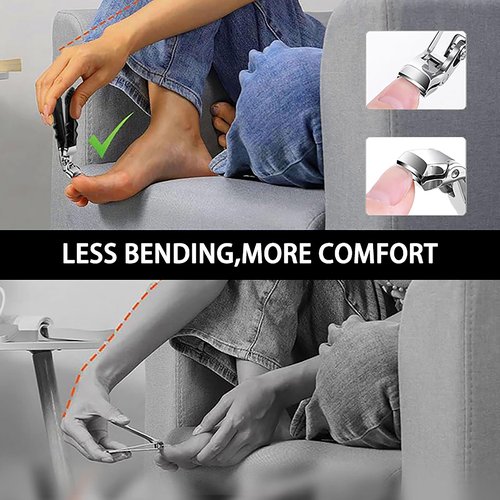 Goredny Orthoclip 2025 Upgraded Stainless Steel Nail Clippers，180° Wide-Mouth Bite, Splash-Proof Design，Double Configuration (Oblique & Flat Mouth)