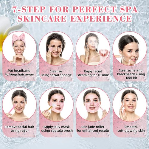 Pjordo Facial Steamer Spa Kit, Nano Ionic Face Steamer for Facial Deep Cleaning Unclogs Pores Sinuses Moisturizing, Warm Mist Humidifier Steamer for Face Home Sauna SPA, Self Care Gifts for Women