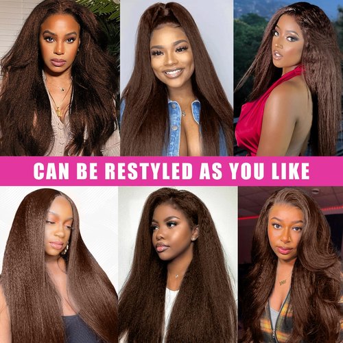 Brown Kinky Straight Clip ins 14 Inch Kinky Straight Clip in Hair Extensions Real Human Hair Brazilian Remy Human Hair Extensions for Women 8Pcs 100g Per Set with 20 Clips Double Weft Natural Black