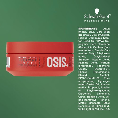 OSiS+ Flexwax – Ultra Strong Cream Wax, 2.8 oz – Long-lasting Hold for Creative Hair Styling – Moldable Texturizing Hair Wax for Wild Styling and Shine – Washes Out Easily