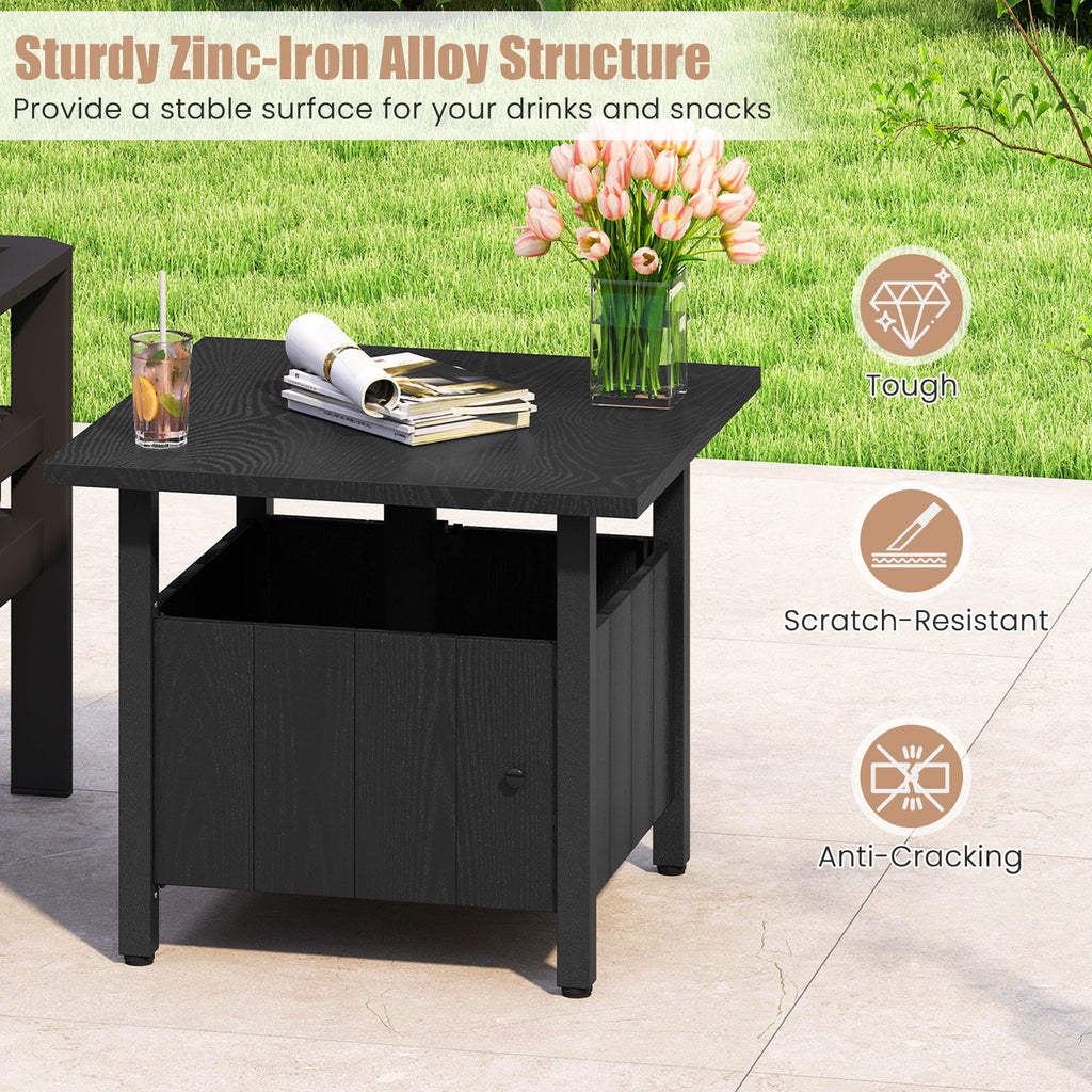 Outdoor Side Table with Umbrella Hole - Style 5, Black