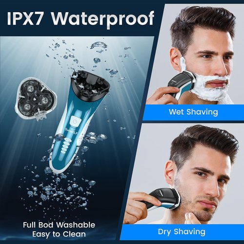SweetLF Men's Electric Razor | Wireless Charging | Long Battery Life | 3-Blade Design | Wet & Dry Shaving