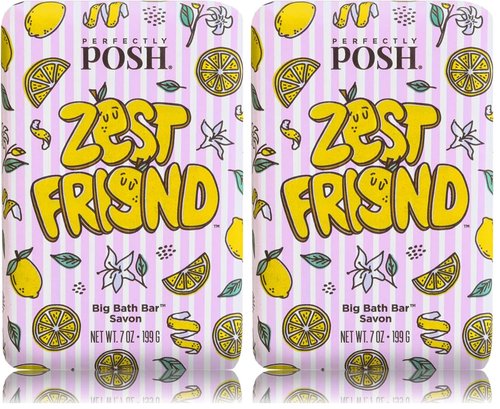 Perfectly Posh - Zest Friend Big Bath Bar - Refreshing and Moisturizing Soap with Citrus Scent - for Energizing Bath Time - 7oz (Pack of 2)
