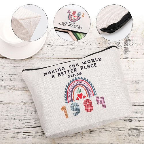 PEUTIER 40th Birthday Gifts Women, 10.43x7.09 Inch 1984 Birthday Makeup Bags Zipper Design Cosmetic Bags for Best Friend 40 Years Old