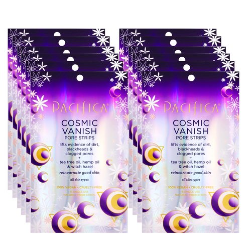 Pacifica - Blackhead Remover Pore Strips - 12-PACK Cosmic Vanish - for Nose, Chin & Forehead - Deep Cleansing Nose Strips w/Instant Pore Unclogging - Oil-Free Vegan Dermatologist Tested