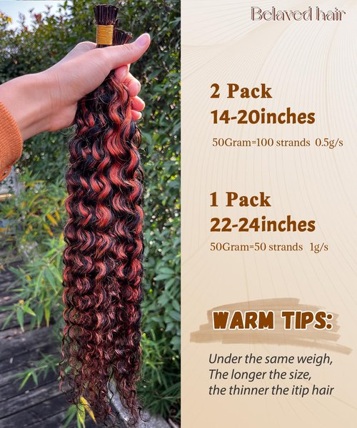 1B30 Curly I Tip Hair Extensions Human Hair Cold Fusion Itip Flawless Microlinks Hair Extensions Invisible Blends Naturally Individual Strands for Black Women 50G Black to Brown 18inch