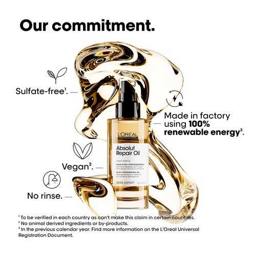 L'Oréal Professionnel Paris Absolut Repair 10-in-1 Oil – Nourishing Multi-Benefit Oil For Dry & Damaged Hair, Repairs Hair and Provides Shine