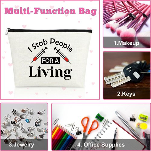 Funny Phlebotomist Gift for Women Makeup Bag Phlebotomy Appreciation Gift Cosmetic Bag Thank You Gift for Medical Technologist Dialysis Technician Practitioner Graduation Gift Travel Toiletry Pouch