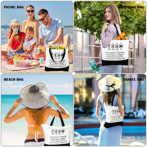Cunno 4 Pcs Team Appreciation Bags Bulk Women Employee Gifts Team Together Canvas Tote Bag Makeup Bags for Vet Tech Coworker Nurse
