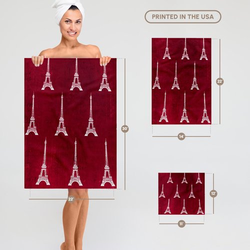 3D Rose Red Eiffel Towers TWL_35241_1 Towel, 15" x 22"