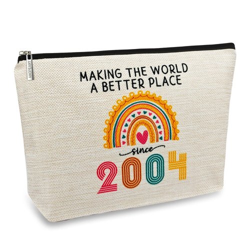 ancpeany 21st Birthday Gifts for Her Makeup Bag, 2004 Happy 21st Birthday Decorations for Women Her, 21 Year Old Birthday Gifts Ideas for Daughter, Sister, Female, Teenage Girls, Cosmetic Travel Pouch