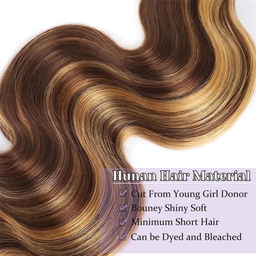 DSEKCAIN P427# Highlight Honey Blonde 2x6 Body Wave Lace Closure 100% Real Human Hair 16 Inch Transparent hd 2x6 Lace Closure