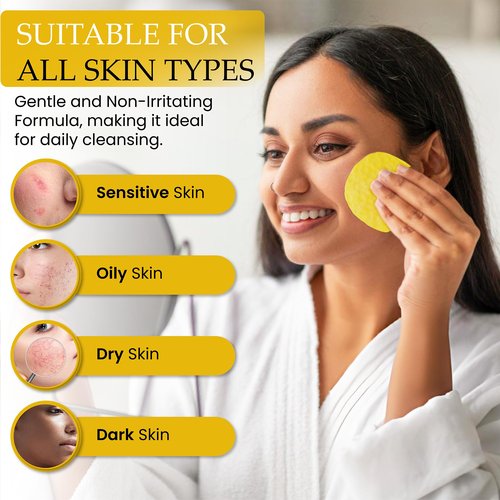Turmeric Kojic Acid Cleansing Pads For Face Exfoliating And Dark Spots, 80pcs, Brightening, Balance and Moisturize Skin, with Vitamin B, Retinol, Prickly Pear, Olive Oil, Gentle For All Skin Types