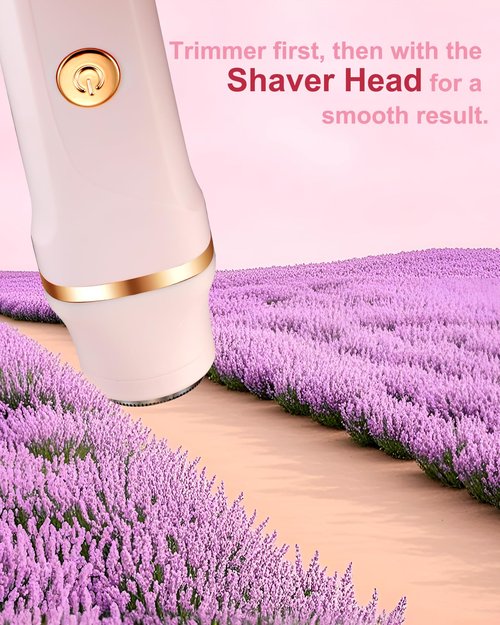 Bikini Trimmer for Women - 3-in-1 Painless Electric Razor Shaver,IPX7 Waterproof&Easy Cleaning for Pubic Hair,Face,Body with Ceramic Blades,USB Rechargeable,Wet&Dry Use(Peach)